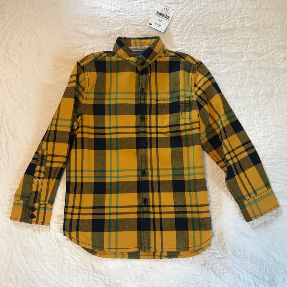 Boys Gold and Blue Flannel Shirt 5yrs NWT